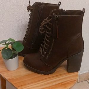 Brown lace boots